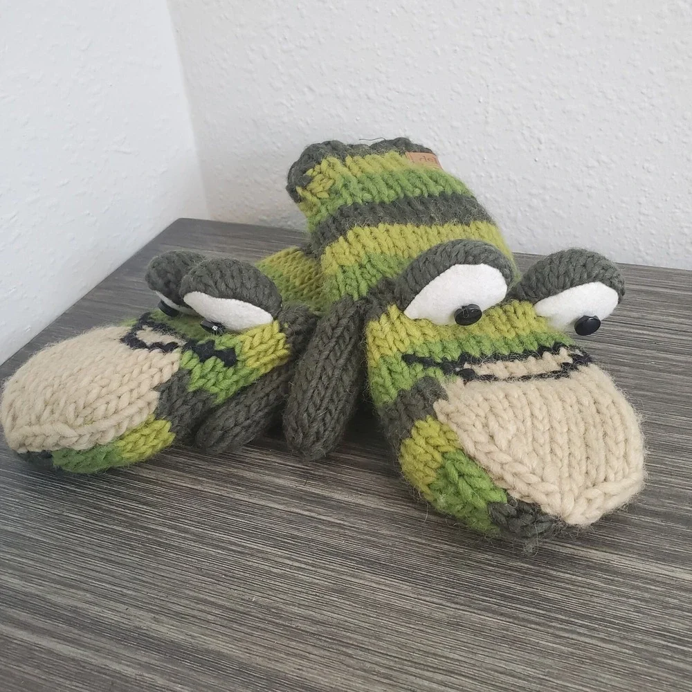deLux‎ Adult Wool Frog Mittens Green Knit Toad Gloves GIFT Costume Cospaly Nepal
